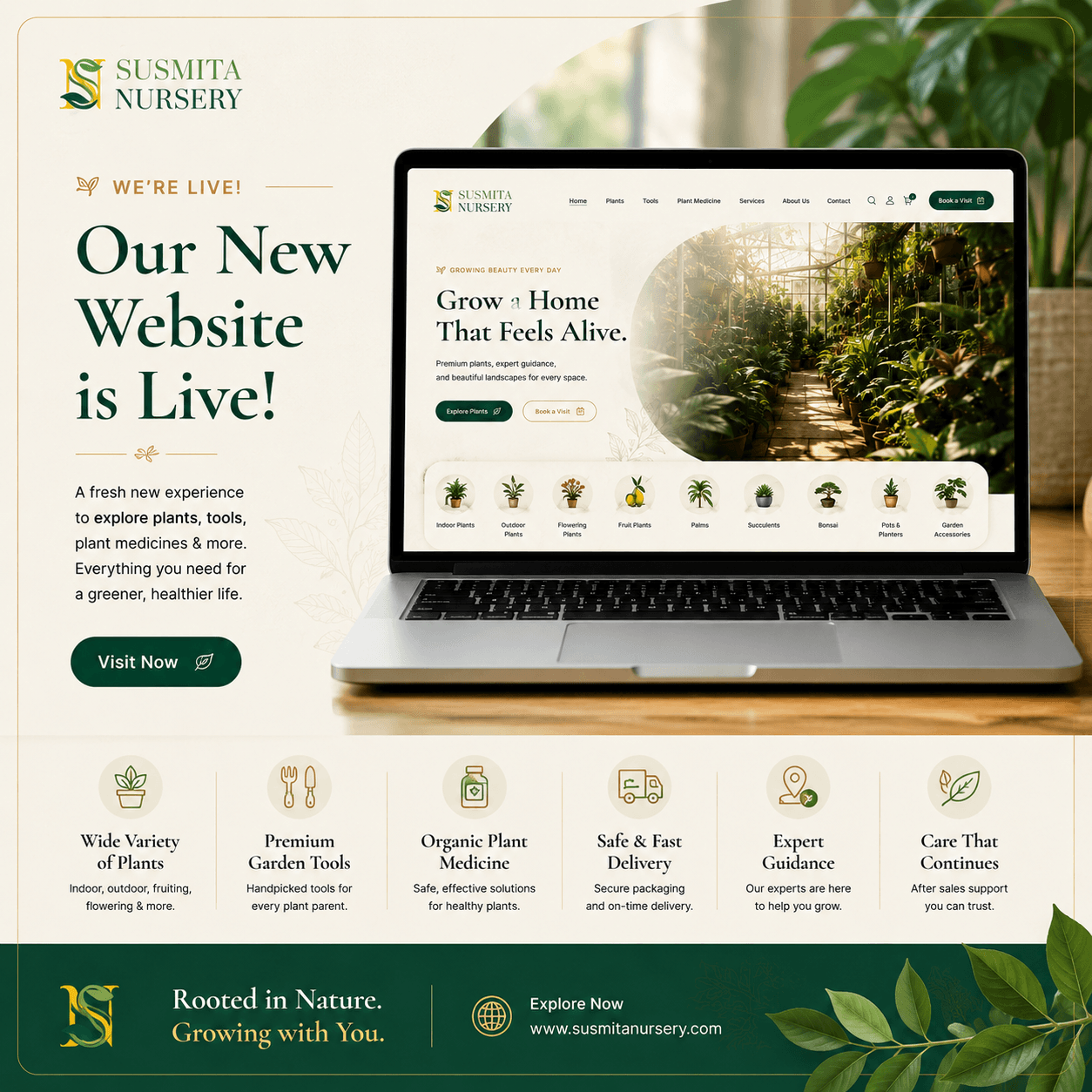 Homepage and plants catalog mockup screenshot